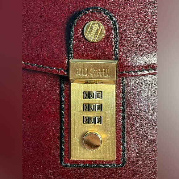 GOLD PFEIL Vintage Burgundy Leather Combination Lock Attaché Case - Picture 2 of 16